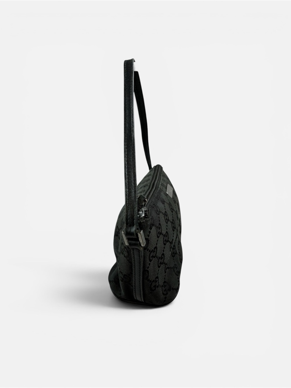 Gucci GG Canvas Black Mini Shoulder Bag Pochette Zip Top Handbag Italy - Picture 3 of 9